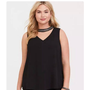 Torrid Black Sleeveless choker embellished evenings 2X georgette Top